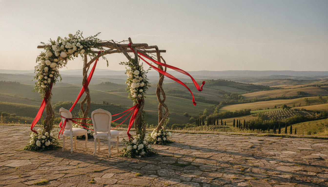 Symbolic elopement ceremony setup at Villa Cozzano, Umbria – villa cozzano elopement umbria – Kiss Me Italy