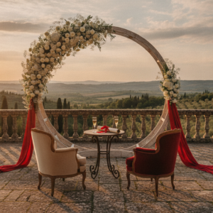 Vow renewal ceremony setup at Villa Cozzano, Umbria – villa cozzano vow renewal umbria – Kiss Me Italy