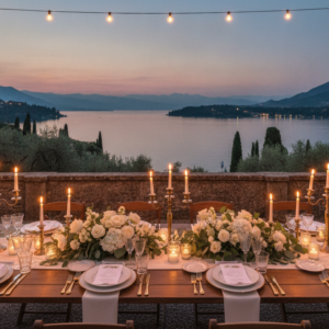 Intimate micro wedding dinner on the terrace of Villa Fiordaliso, Lake Garda – villa fiordaliso micro wedding lake garda – Kiss Me Italy