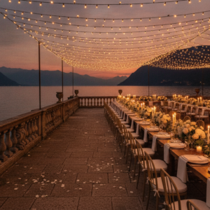 Wedding reception on the lakeside terrace of Villa Fiordaliso, Lake Garda – villa fiordaliso wedding lake garda – Kiss Me Italy
