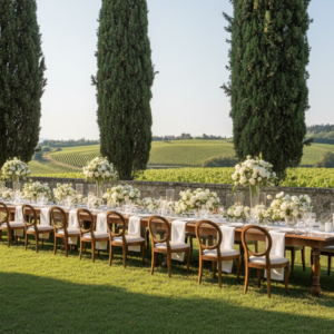Wedding lunch in the park of Villa Giona among the Valpolicella vineyards – Villa Giona wedding – Kiss Me Italy
