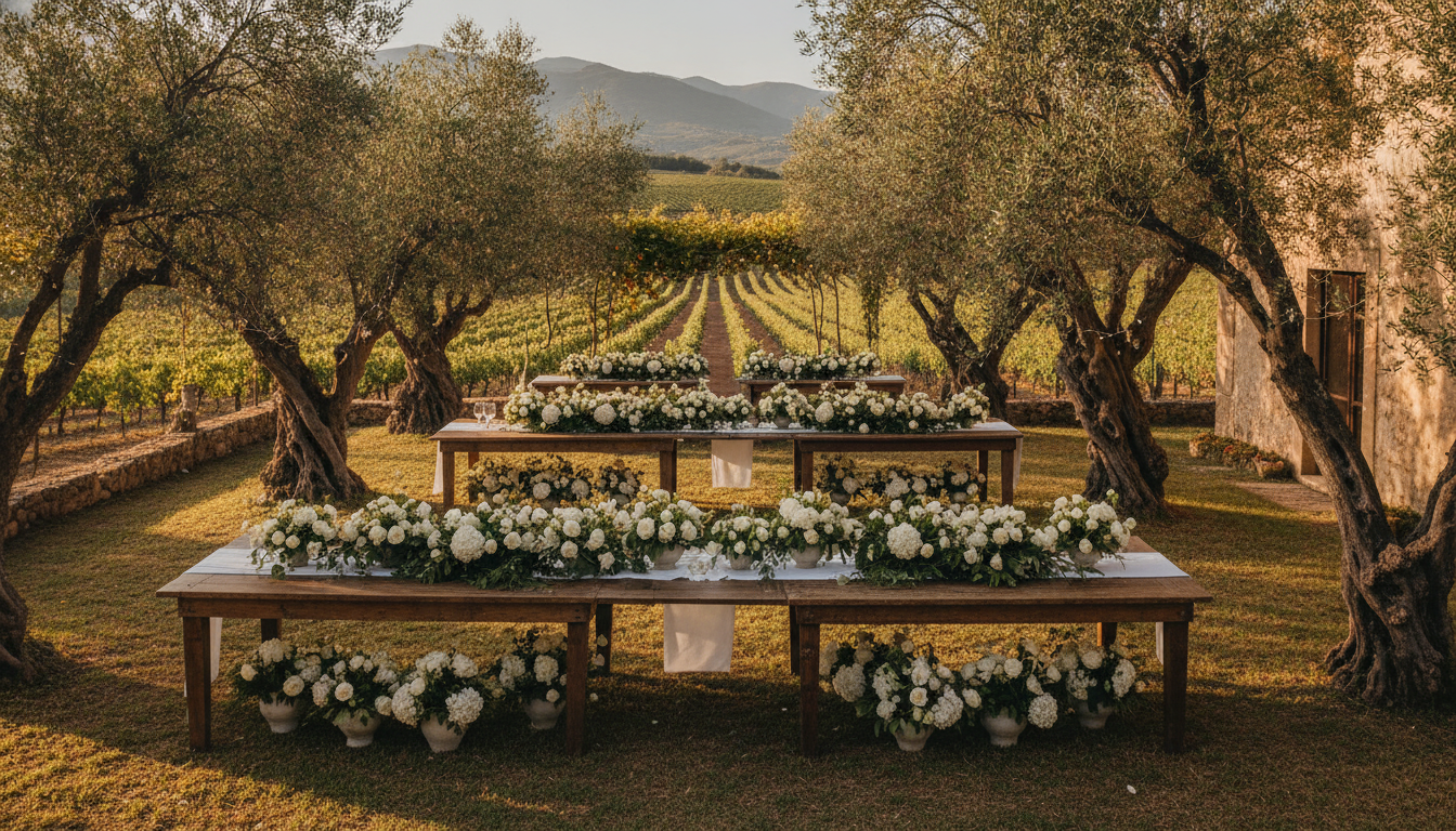 Wedding reception in the gardens of the Villa Maggio wine estate near Ragusa – Villa Maggio wedding – Kiss Me Italy