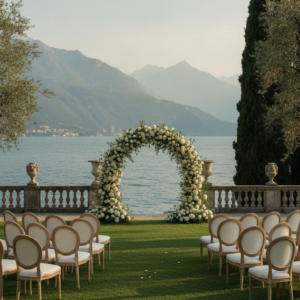 Wedding ceremony in the waterfront gardens of Villa Pizzo in Cernobbio on Lake Como – villa pizzo wedding – Kiss Me Italy