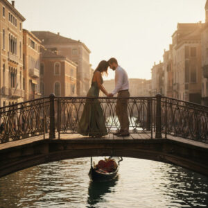 Proposal on the Accademia Bridge, Venice, at golden hour – accademia bridge proposal venice – Kiss Me Italy