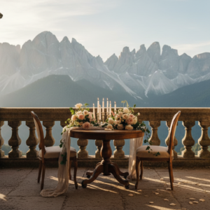 Proposal setup at Castel Badia, Dolomites – castel badia proposal dolomites – Kiss Me Italy