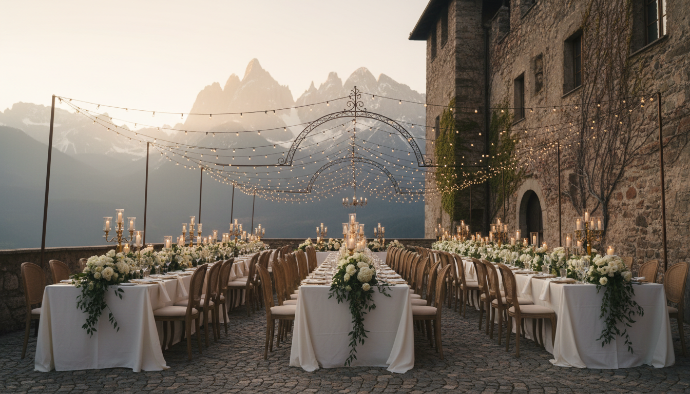 Wedding reception before Castel Badia, Dolomites – castel badia wedding dolomites – Kiss Me Italy