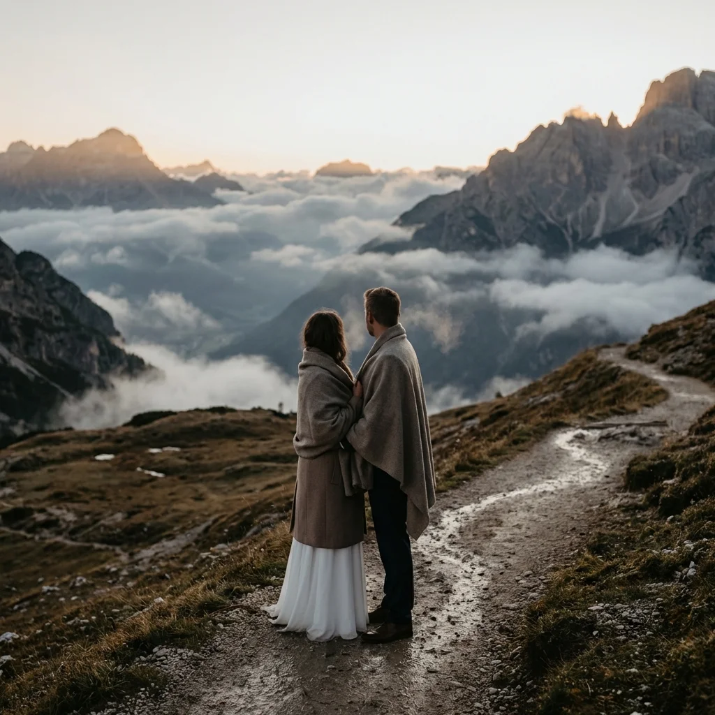 Dolomites elopement photographer — Blue hour, vows held close