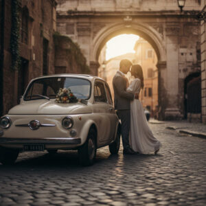 Proposal during a vintage Fiat 500 tour of Rome – vintage fiat 500 proposal rome – Kiss Me Italy