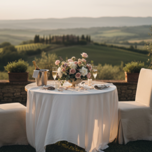 Proposal setup in the panoramic garden of Grotta Giusti Resort, Tuscany – grotta giusti proposal toscana – Kiss Me Italy