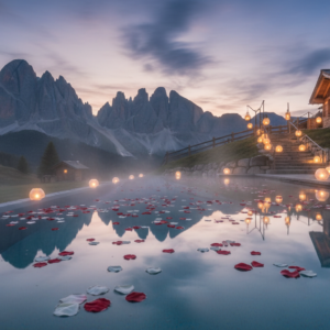 Proposal setup beside the infinity pool of Hotel Chalet Al Foss, Dolomites – hotel chalet al foss proposal dolomites – Kiss Me Italy