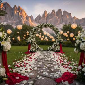 Vow renewal ceremony in the Romantic Garden of Hotel Chalet Al Foss, Dolomites – hotel chalet al foss vow renewal dolomites – Kiss Me Italy