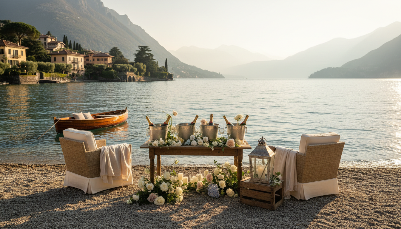 Proposal on the private beach of Hotel Filario, Lake Como – hotel filario proposal beach como – Kiss Me Italy
