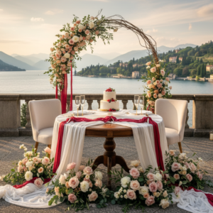 Vow renewal ceremony on the private balcony of Hotel Filario, Lake Como – hotel filario vow renewal balcony como – Kiss Me Italy