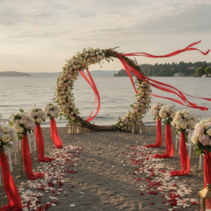 Vow renewal ceremony on the private beach of Hotel Filario, Lake Como – hotel filario vow renewal beach como – Kiss Me Italy