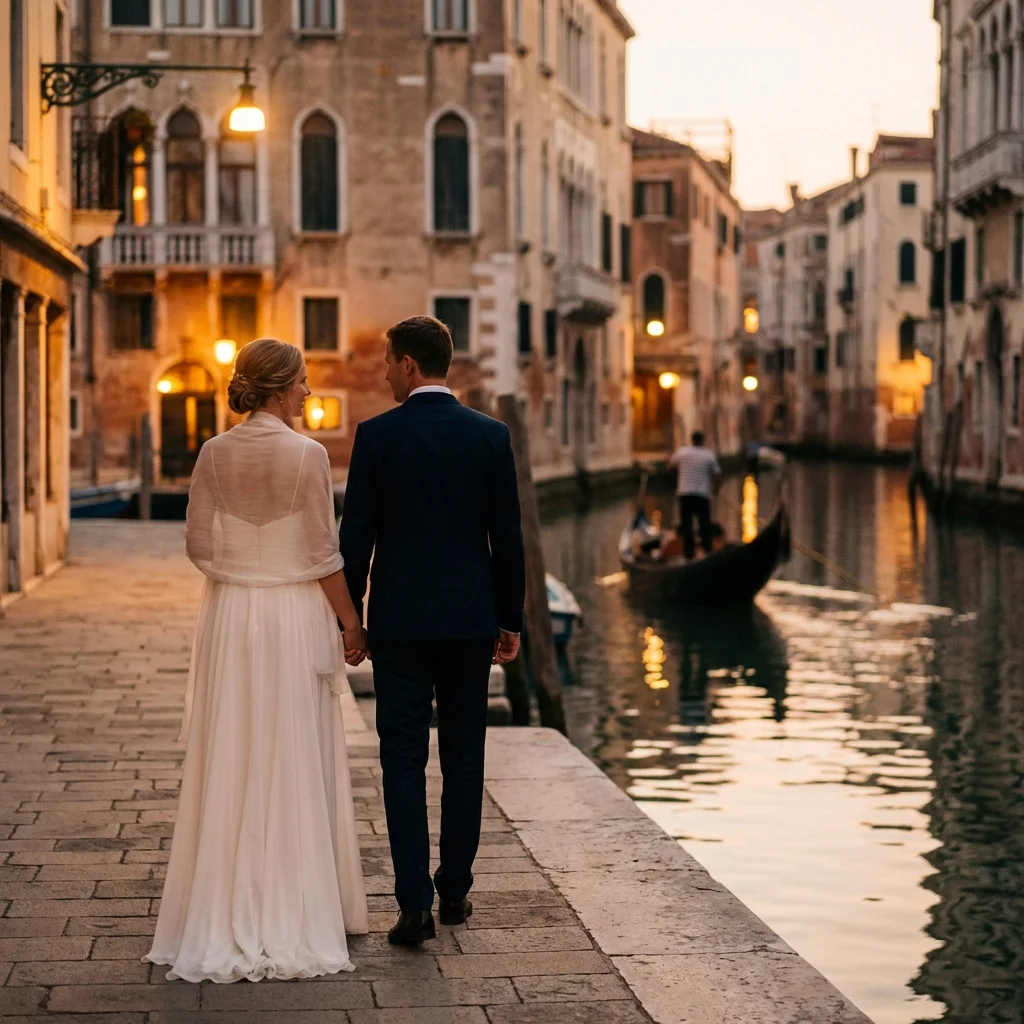 how to get married in italy as a foreigner Venice canal wedding portrait
