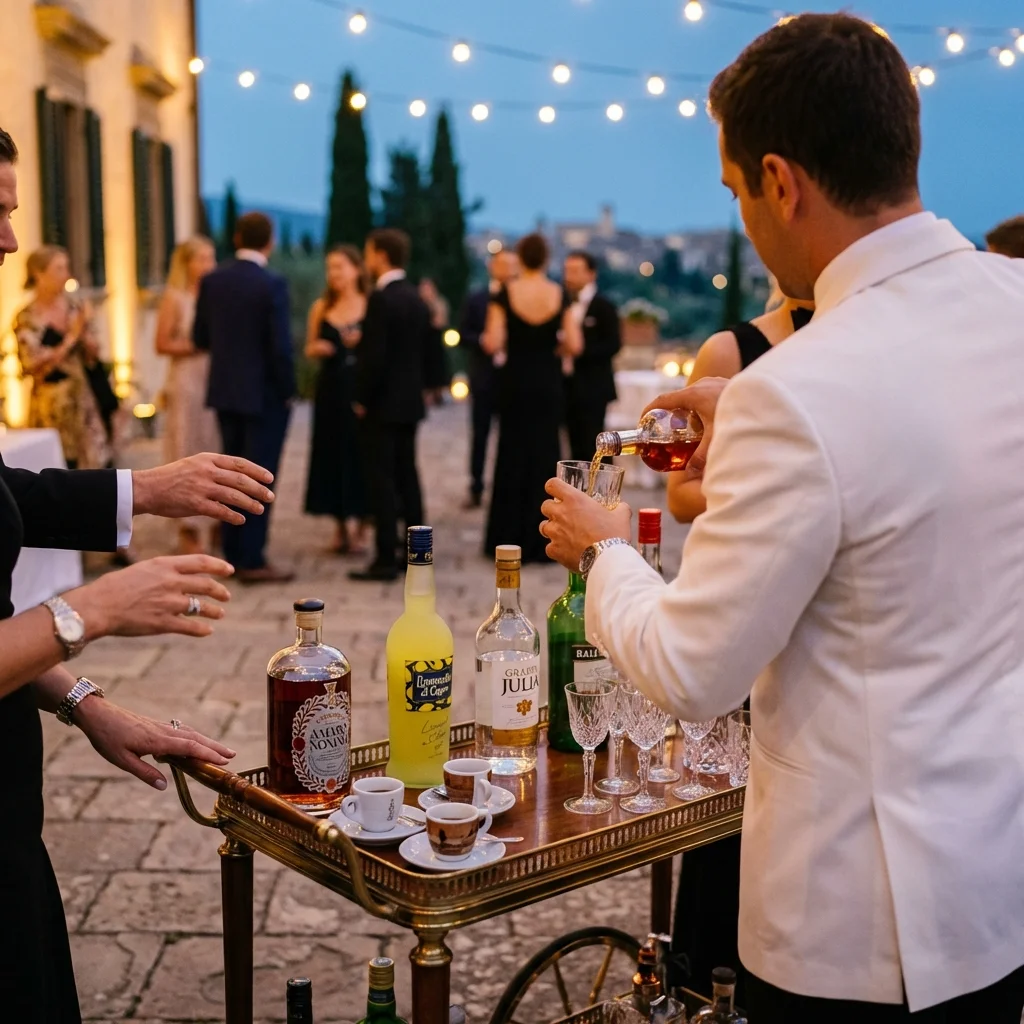 italian wedding food espresso and digestivi bar moment
