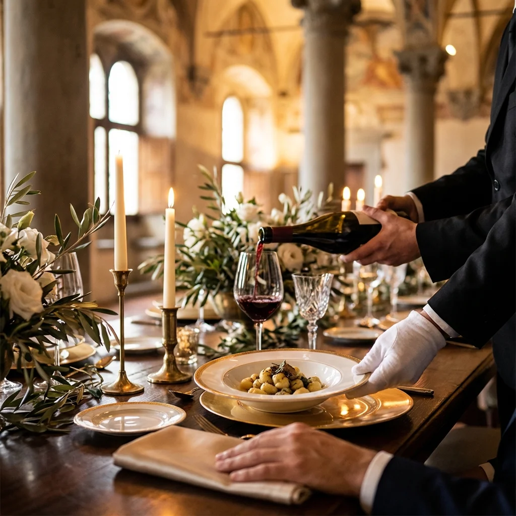 italian wedding food plated primo served by staff