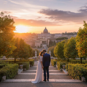 Proposal at the Orange Garden in Rome at sunset – orange garden proposal rome – Kiss Me Italy