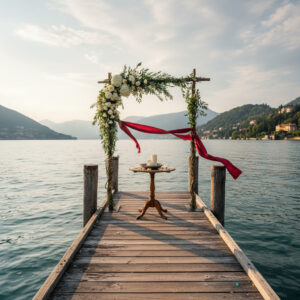 Elopement ceremony on a small private dock on Lake Como – private dock elopement como – Kiss Me Italy