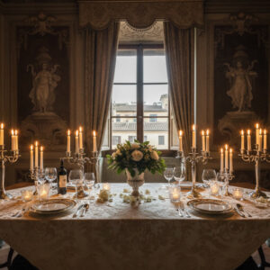 Private dinner proposal in a historic Roman palazzo – private palazzo dinner proposal rome – Kiss Me Italy