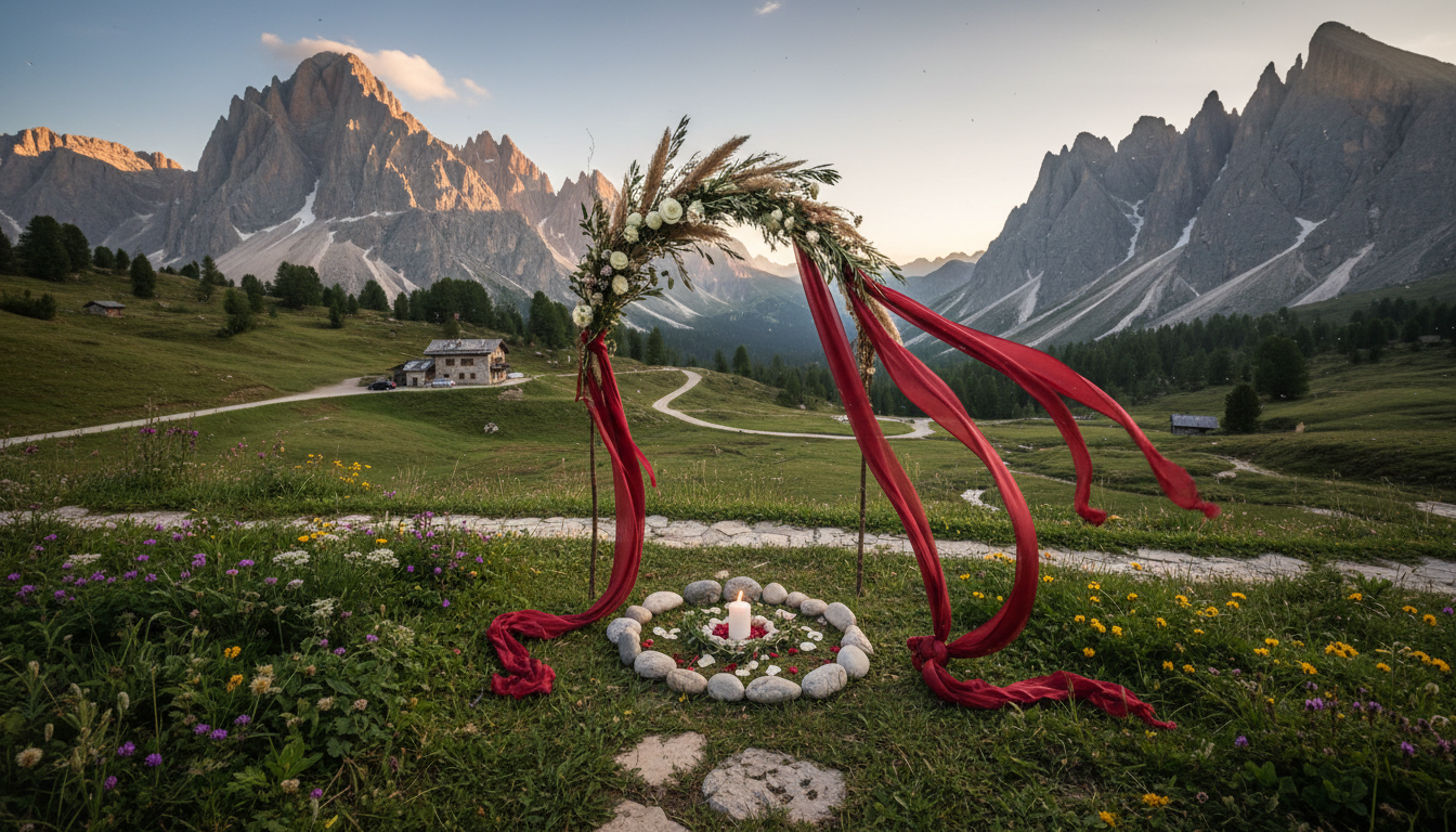 Elopement ceremony in the panoramic garden of Rifugio Col Pradat, Dolomites – rifugio col pradat elopement dolomites – Kiss Me Italy