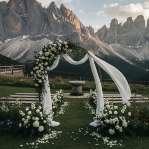 Wedding ceremony in the panoramic garden of Rifugio Col Pradat, Dolomites – rifugio col pradat wedding dolomites – Kiss Me Italy