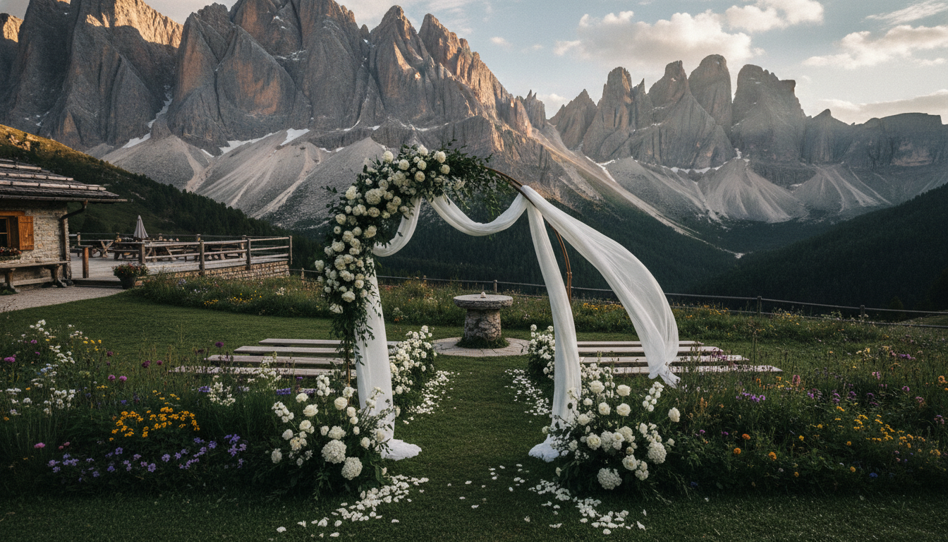Wedding ceremony in the panoramic garden of Rifugio Col Pradat, Dolomites – rifugio col pradat wedding dolomites – Kiss Me Italy