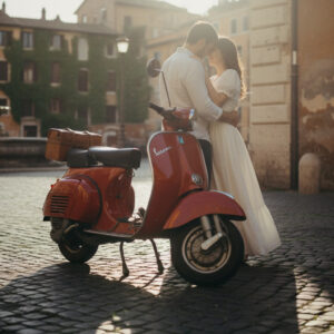 Proposal during a vintage Vespa tour of Rome – vespa tour proposal rome – Kiss Me Italy