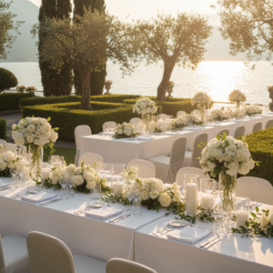 Wedding reception in the lakefront garden of Villa Bettoni, Lake Garda – villa bettoni wedding garda – Kiss Me Italy