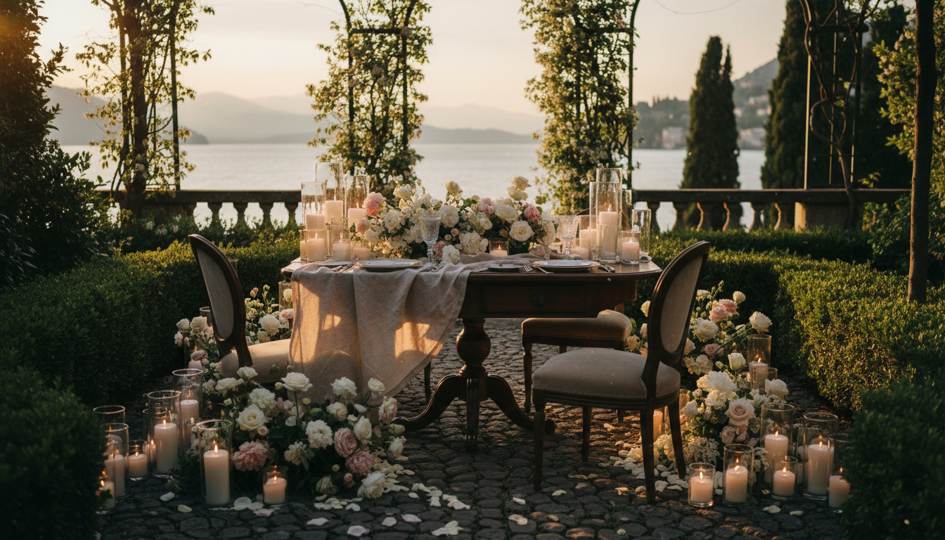 Garden proposal setup at Villa D'Este, Lake Como – villa d este proposal timeless como – Kiss Me Italy