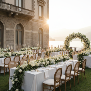 Wedding reception before the facade of Villa D'Este, Lake Como – villa d este wedding como – Kiss Me Italy