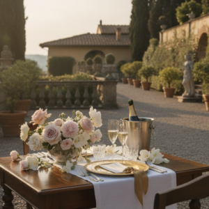 Proposal setup in the gardens of Villa Gamberaia, Florence – villa gamberaia proposal toscana – Kiss Me Italy