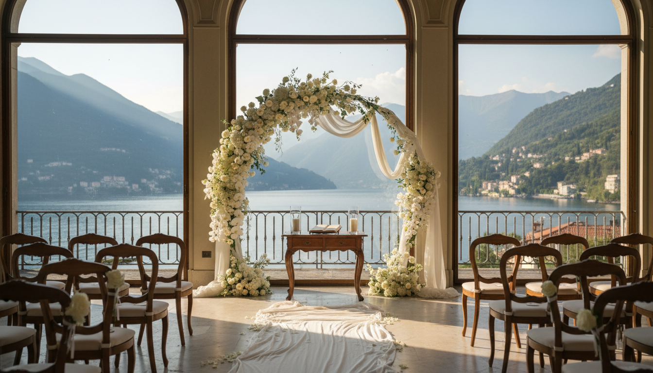 Wedding ceremony in the panoramic hall of Villa Giulia, Lake Como – villa giulia wedding como – Kiss Me Italy