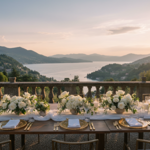 Wedding reception on the lakefront terrace of Villa Giulia, Lake Como – villa giulia wedding como – Kiss Me Italy