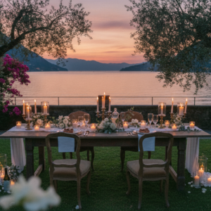 Elopement dinner celebration at Villa Pessina, Lake Como – villa pessina elopement moonlit como – Kiss Me Italy