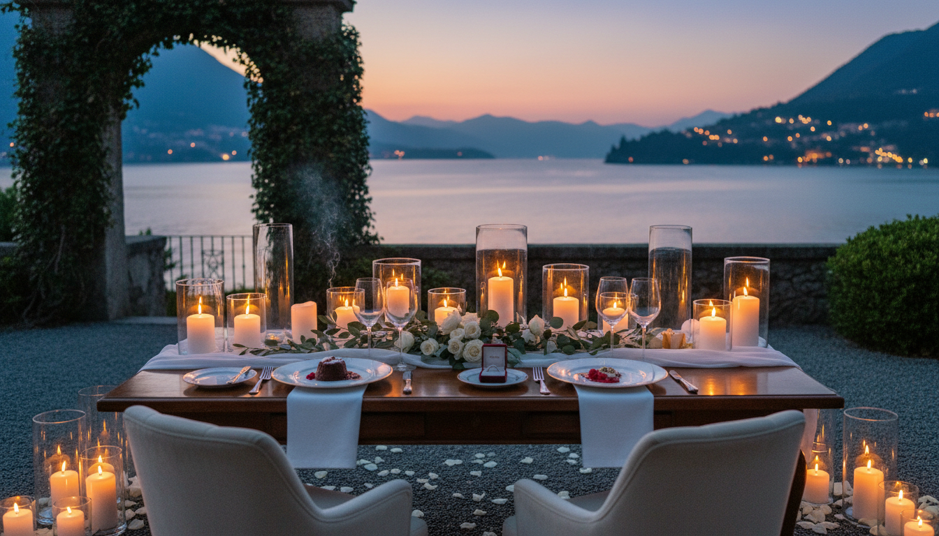 Vow renewal dinner celebration at Villa Pessina, Lake Como – villa pessina vow renewal moonlit como – Kiss Me Italy