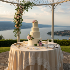 Small Wedding on Lake Garda — Villa Sostaga Wedding cake table at Villa Sostaga, Lake Garda – villa sostaga small wedding garda – Kiss Me Italy