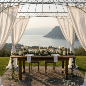 Small wedding reception in the gazebo of Villa Sostaga, Lake Garda – villa sostaga small wedding garda – Kiss Me Italy