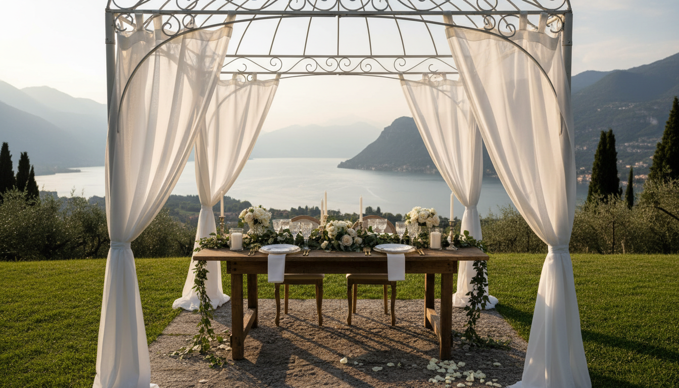 Small wedding reception in the gazebo of Villa Sostaga, Lake Garda – villa sostaga small wedding garda – Kiss Me Italy