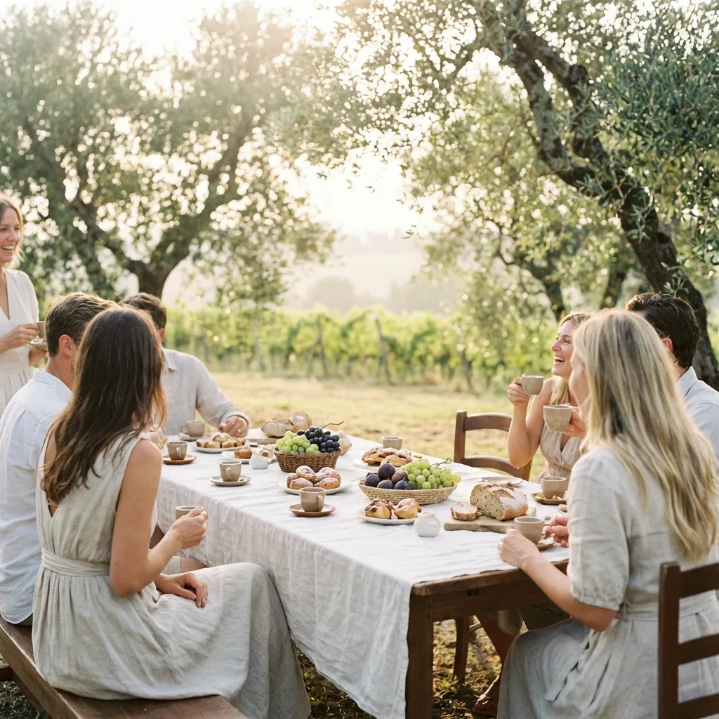 vineyard wedding italy farewell brunch under olives