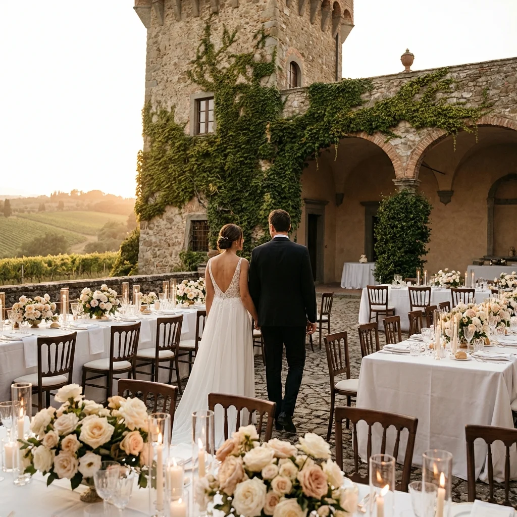 vineyard wedding italy historic borgo courtyard setting