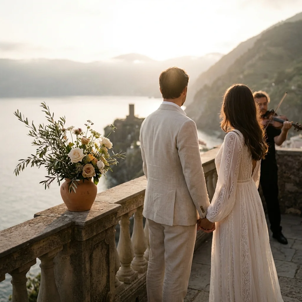 vow renewal italy sunrise balcony vow exchange