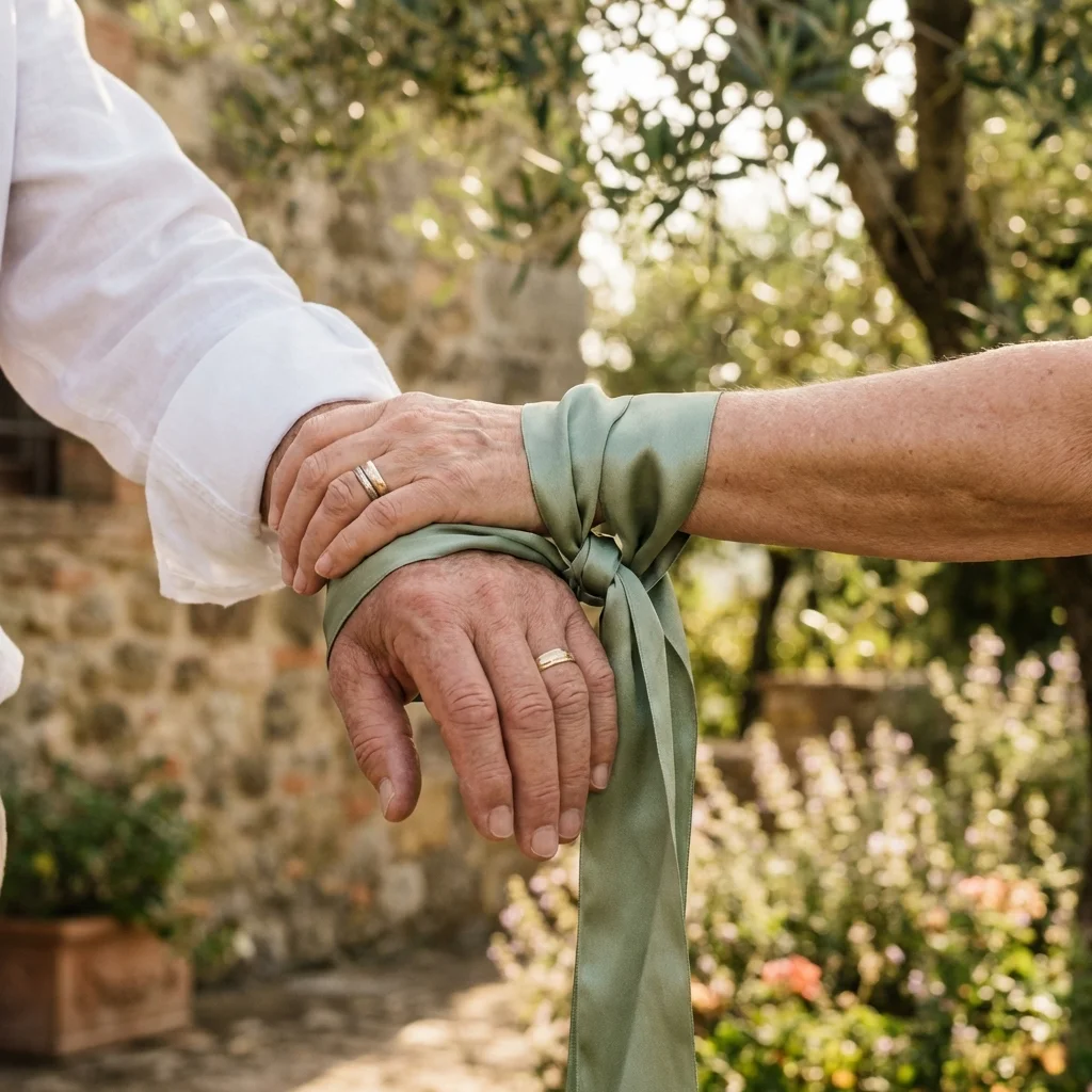 vow renewal italy symbolic ribbon ritual closeup