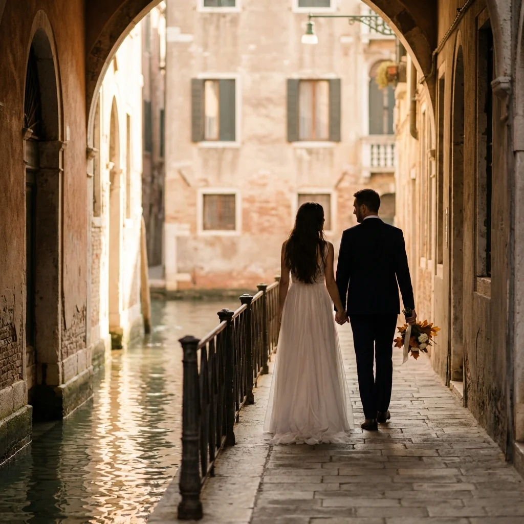 Vow renewal Venice Italy — Autumn light, timeless devotion