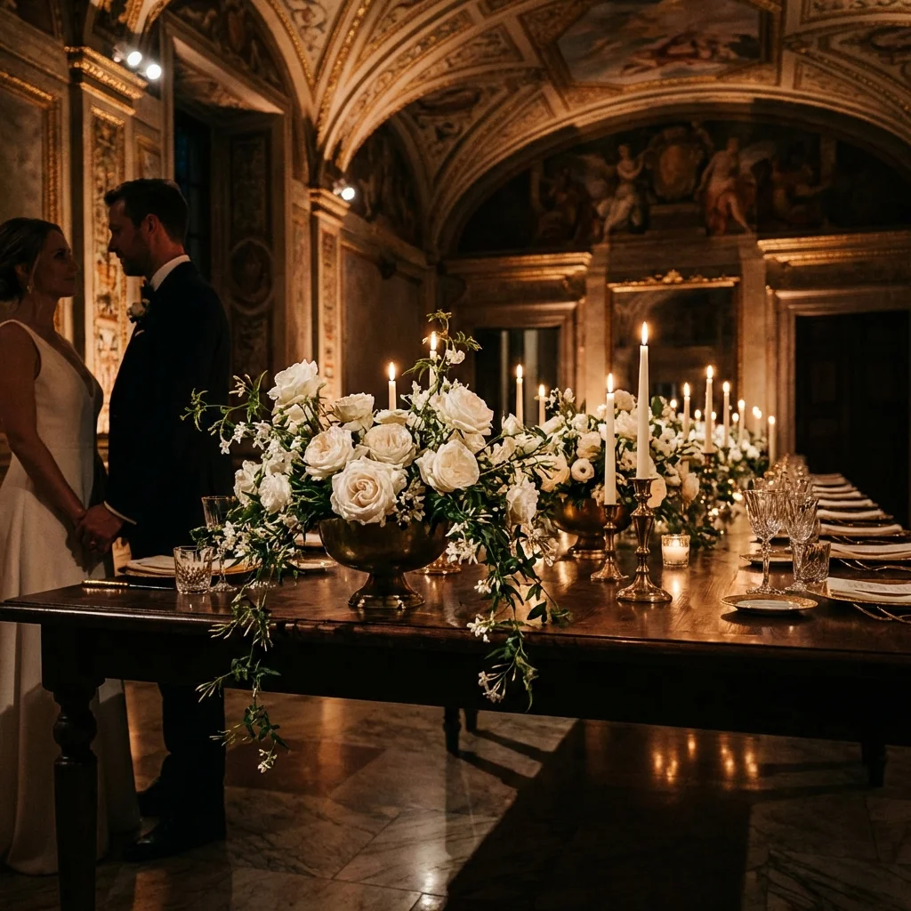 wedding venues rome italy candlelit palazzo floral design