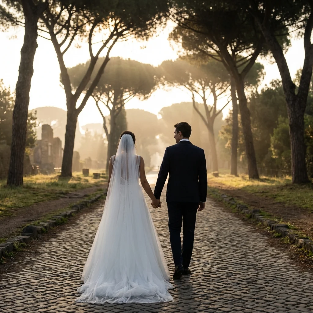 wedding venues rome italy dawn portraits Appia Antica