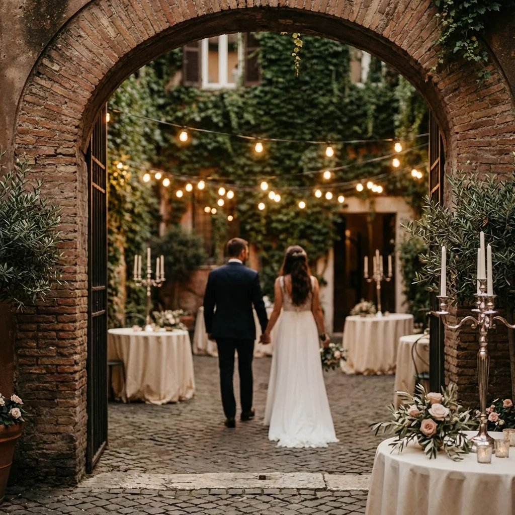 wedding venues rome italy Trastevere candlelit courtyard