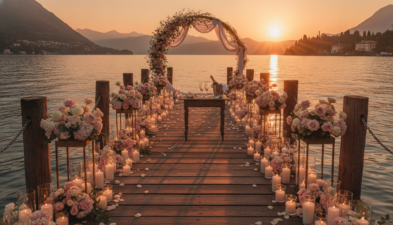 Proposal setup on the private pier of Acquadolce, Lake Como – acquadolce proposal lake como – Kiss Me Italy