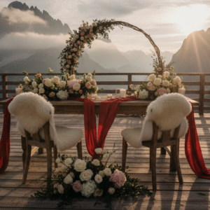 Vow renewal ceremony on the terrace of Baita Resch, Dolomites – baita resch vow renewal dolomites – Kiss Me Italy