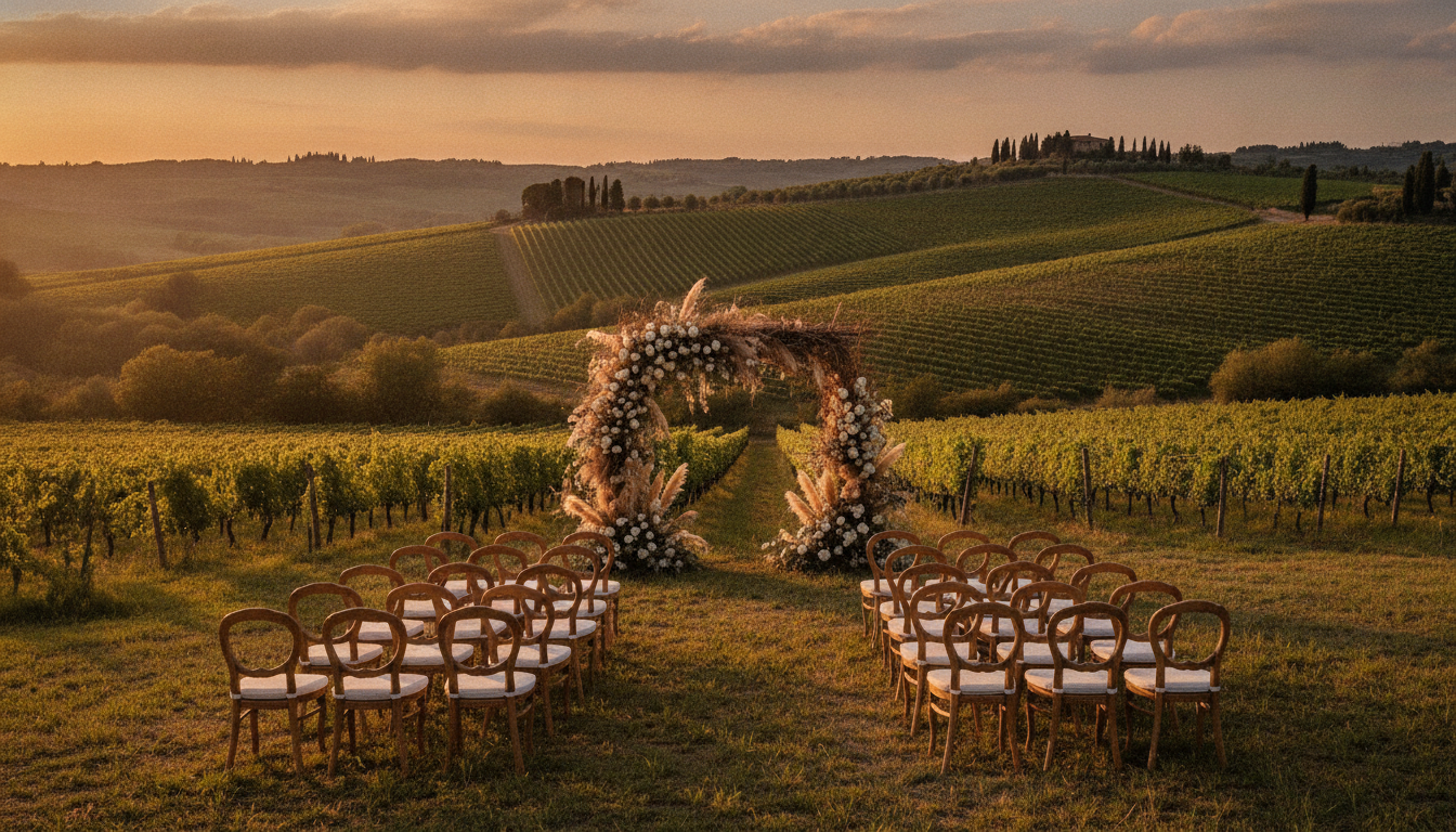 Wedding ceremony among the vineyards of Capanna Suites, Montalcino – capanna suites wedding 22 guests low season – Kiss Me Italy